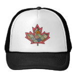 Patchwork Stitched Maple Leaf  2 Mesh Hats