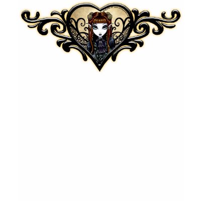 Patience Babydoll Lacy Winged Heart Faery Black T-shirt by mykajelina