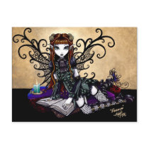 gothic, victorian, butterfly, fishnet, fairy, faery, faerie, fairies, fantasy, art, myka, jelina, patience, acrylic, Postcard with custom graphic design