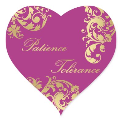 Patience Tol&#233;rance - Fuschia & Gold Floral Sticker