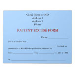 Patient Excuse Form Notepad (Blue)