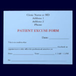 Patient Excuse Form Notepad (Blue) notepads
