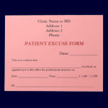 Patient Excuse Form Notepad (Pink) notepads