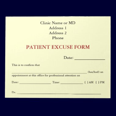 Patient Excuse Form Notepad (White) notepads