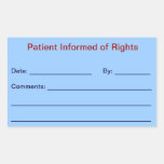 Patient Informed Medical Chart Label (Sky) Stickers