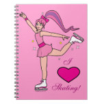 Patinador de hielo en cuaderno rosado