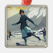 Patinaje de hielo - poster olímpico del promo de P Ornamentos De Reyes Magos