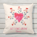 Patio Pillow Let Love Grow Romantic Hearts