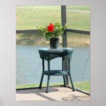 Patio Red Hibiscus Flower Poster