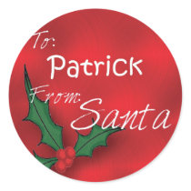 Patrick Personalized Holly Label102 Round Sticker