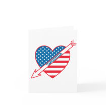 Patriot Bowling Heart Greeting Cards
