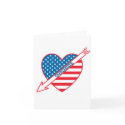Patriot Bowling Heart Greeting Cards
