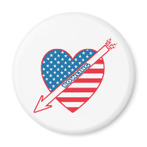 Patriot Bowling Heart Fridge Magnets