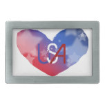 Patriot Heart Rectangular Belt Buckle