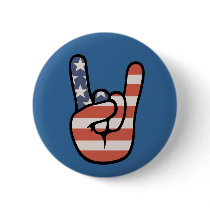 Patriot Rock Hand Pinback Button