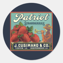 Patriot Strawberries Vintage Fruit Crate Label Art Stickers