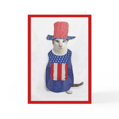 Patriotic 4th of July Siamese Cat Card