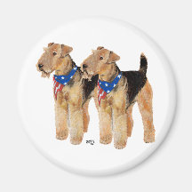 Patriotic Airedale, Lakeland, Welsh Terrier Refrigerator Magnet