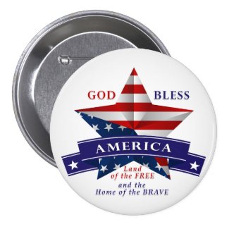 Patriotic America Star Design (v3) 3 Inch Round Button