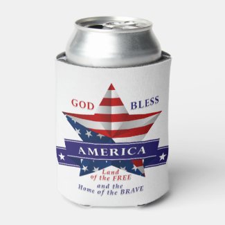 Patriotic America Star Design (v3) Can Cooler