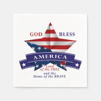 Patriotic America Star Design (v3) Standard Cocktail Napkin