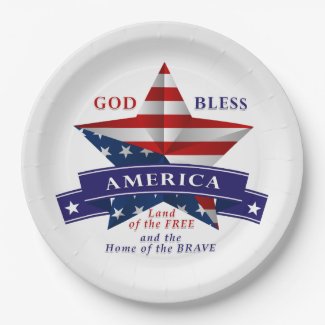 Patriotic America Star Design (v3) 9 Inch Paper Plate