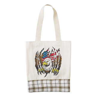 Patriotic American Bald Eagle USA Flag Zazzle HEART Tote Bag