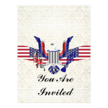 Patriotic American eagle & flag Custom Invites