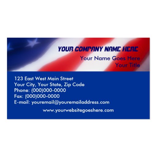 Patriotic American Flag Business Cards (front side)