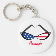 Patriotic American Flag Retro Cat Eye Sunglasses Keychains
