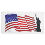 Patriotic, American Flag & Statue of Liberty License Plate