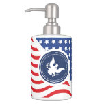 Patriotic American Flag with Eagle Toothbrush Holder