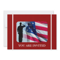 Patriotic American Flag with Veteran Soldier Custom Announcement