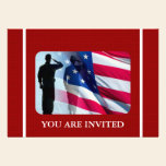 Patriotic American Flag with Veteran Soldier invitations