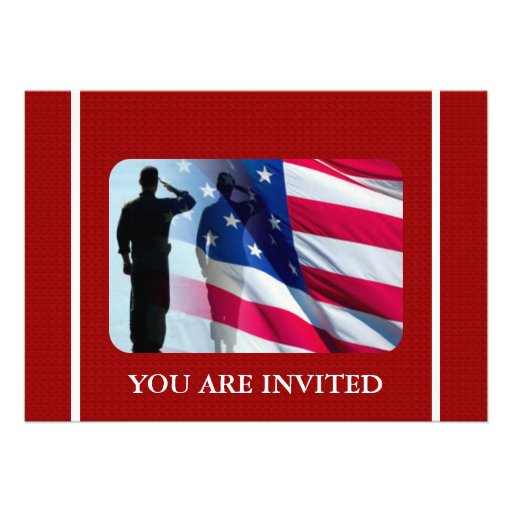 Patriotic American Flag with Veteran Soldier Custom Announcement (front side)