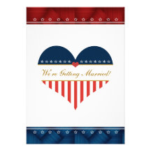Patriotic American Heart Wedding Invitation