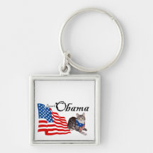Patriotic American Shorthair Tabby Cat Key Chain