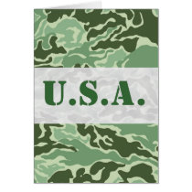 Patriotic Army Custom Green Camouflage Designs Card
