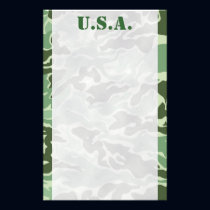 Patriotic Army Custom Green Camouflage Stationery stationery