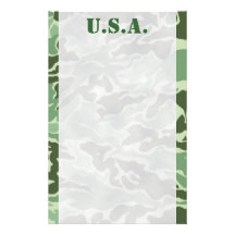 Patriotic Army Custom Green Camouflage Stationery