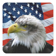 Patriotic Bald Eagle American Flag Sticker