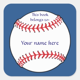 Patriotic Baseball Bookplate Sticker