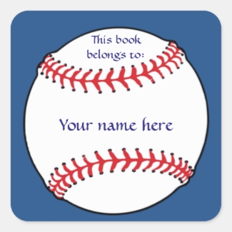 Patriotic Baseball Bookplate Sticker