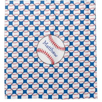 Patriotic Baseball Red, White, Blue Shower Curtain