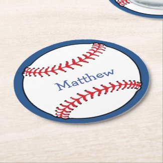 Patriotic Baseball Round Paper Coaster