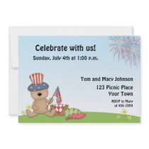 Patriotic Bear Picnic, BBQ Invitation