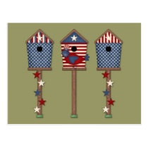 Patriotic Birdhouses (2) postcards