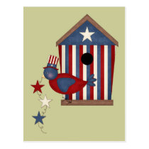 Patriotic Birdhouses (3) postcards