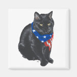 Patriotic Black Cat Fridge Magnets