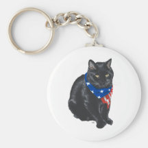 Patriotic Black Cat Key Chain